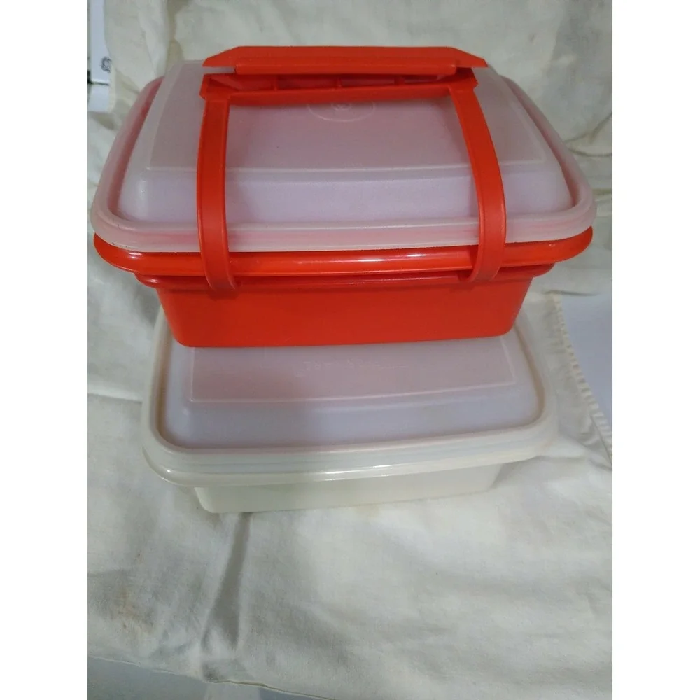 Tupperware 1254 Pak n Carry Lunch Box W/Handle & freeze n save ice cream keeper